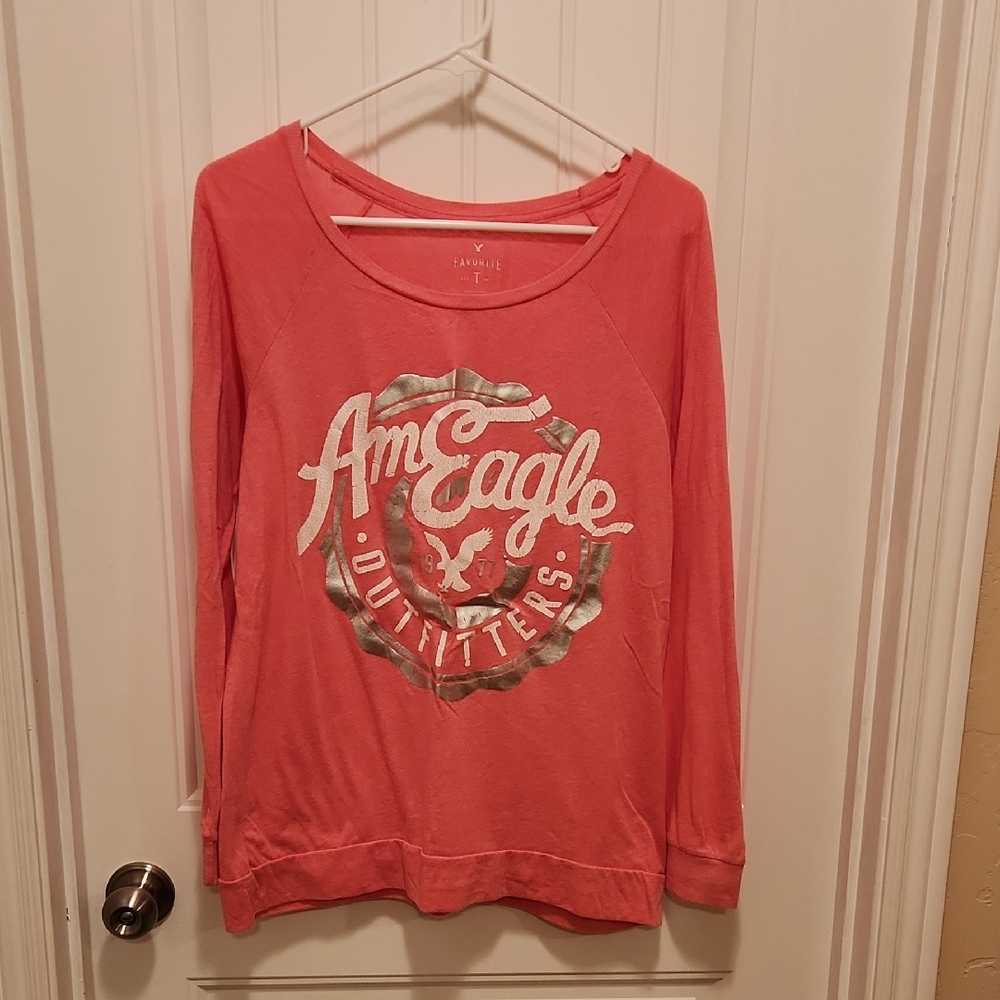 American Eagle Pink Graphic Long Sleeve